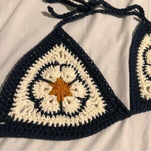 BOHO CROCHET AFRICAN FLOWER BIKINI HALTER TOP HANDMADE TO ORDER